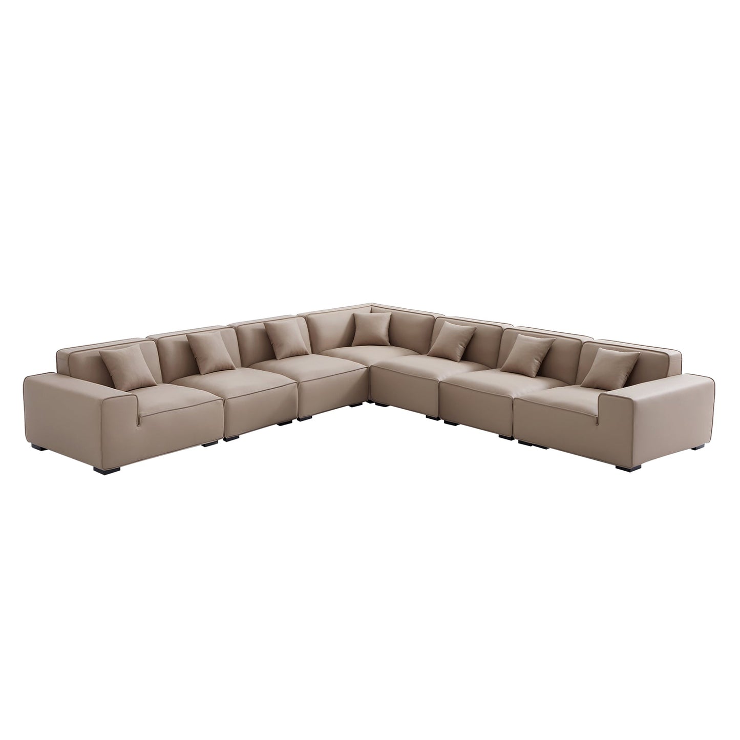 Modern L shape modular khaki genuine leather corner sofa