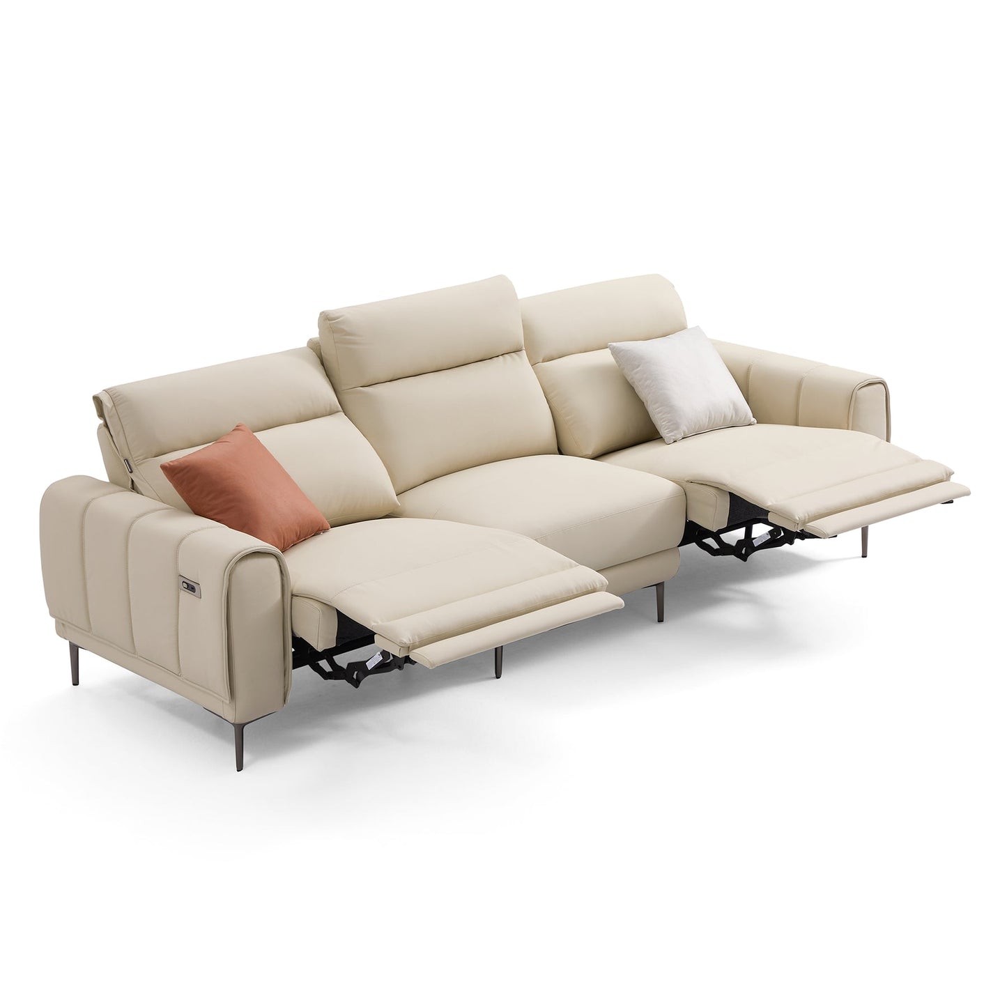 Top grain genuine leather electric recliner USB charging leather sofa