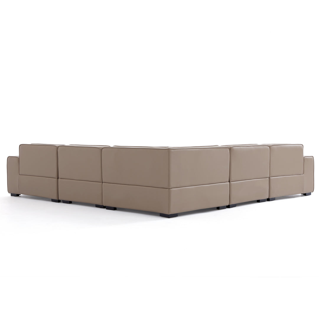 Luxury genuine leather khaki u shape sectional sofa