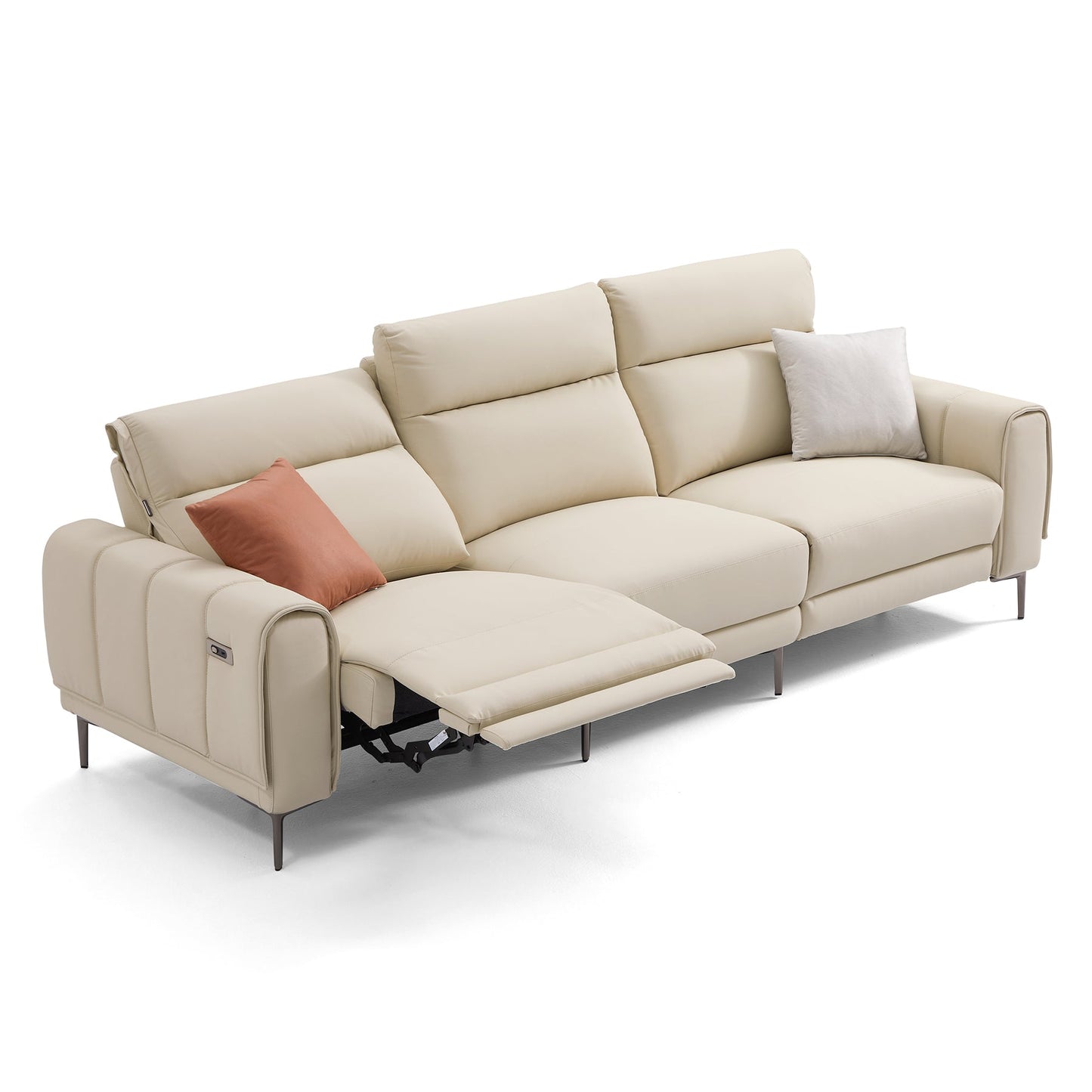 Top grain genuine leather electric recliner USB charging leather sofa