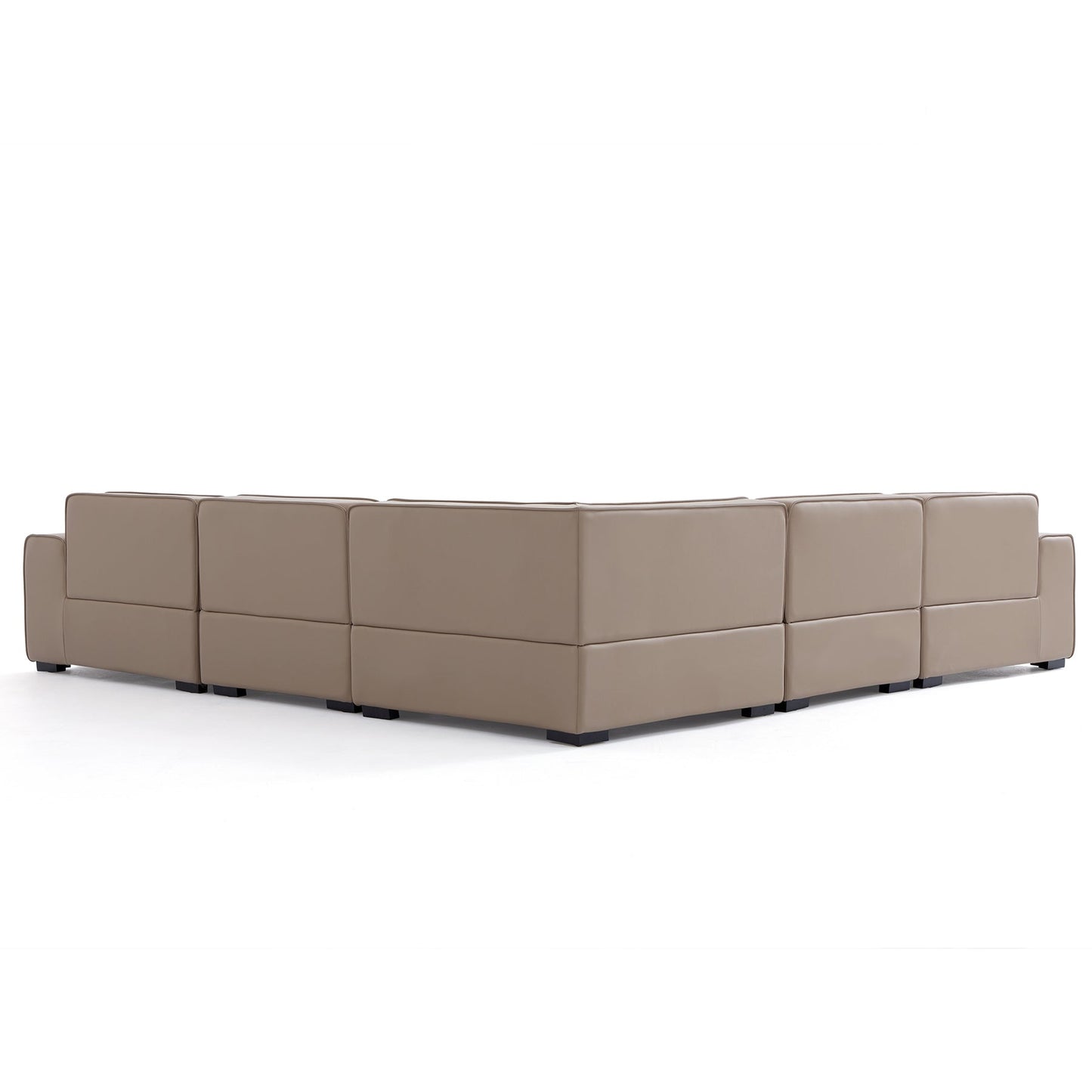 Modern L shape modular khaki genuine leather corner sofa