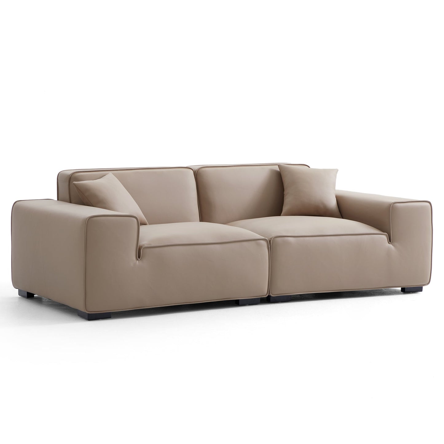 Modern style khaki genuine leather 3 seater sofa