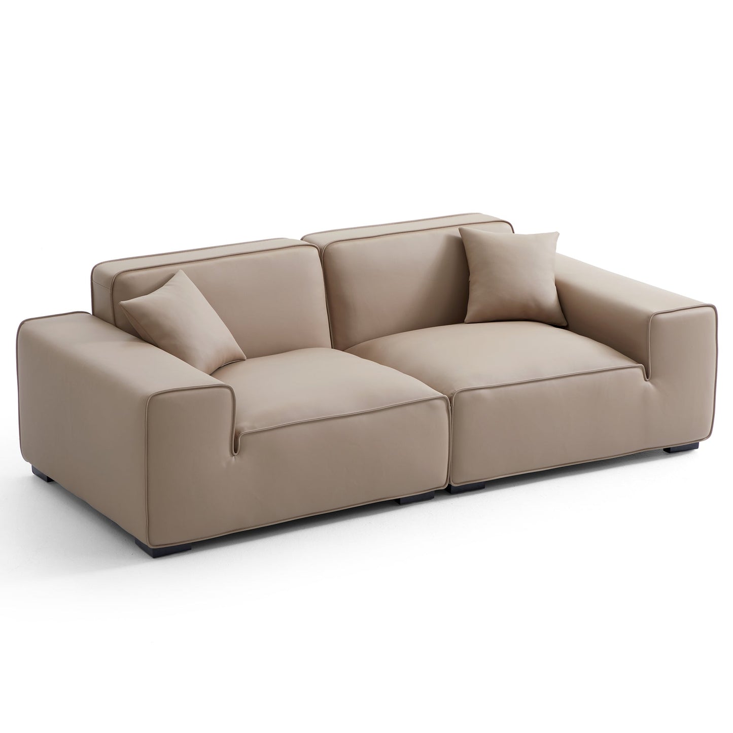 Modern style khaki genuine leather 3 seater sofa