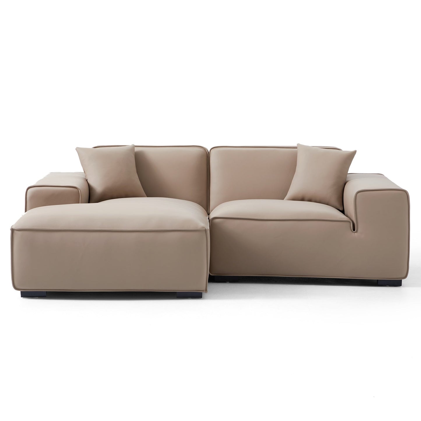 Living Room Modular Large L Shaped Khaki Leather Sofa