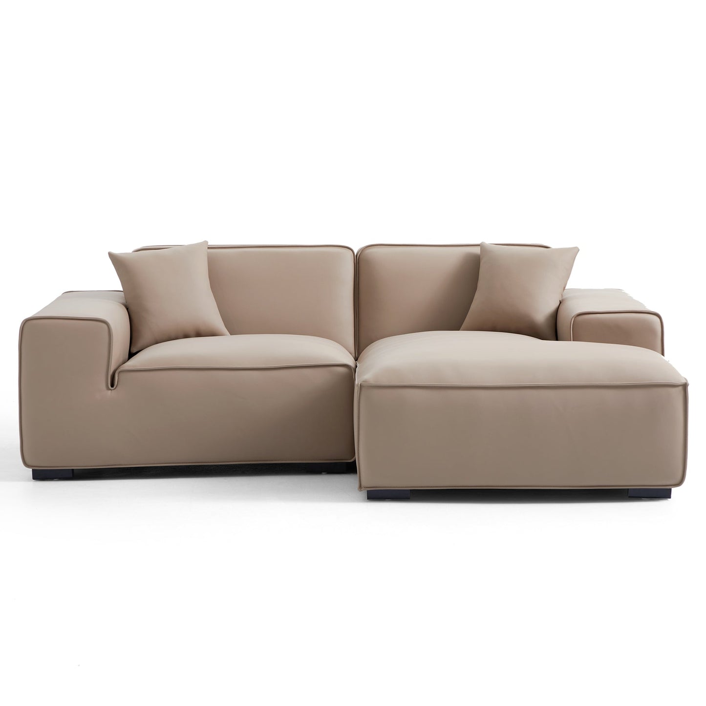 Living Room Modular Large L Shaped Khaki Leather Sofa