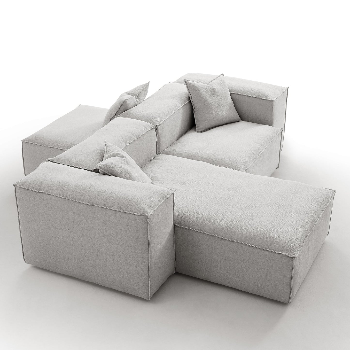 Removable grey linen fabric sectional double side sofa
