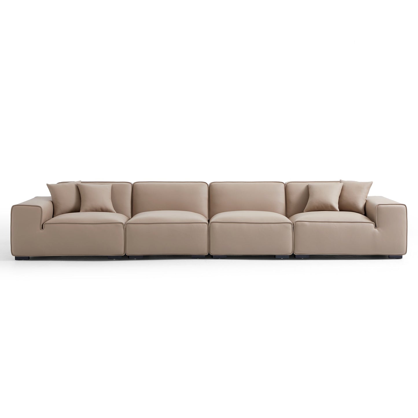 Modern style khaki genuine leather 3 seater sofa