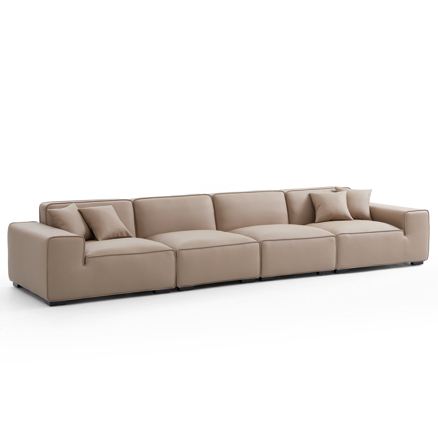 Modern style khaki genuine leather 3 seater sofa
