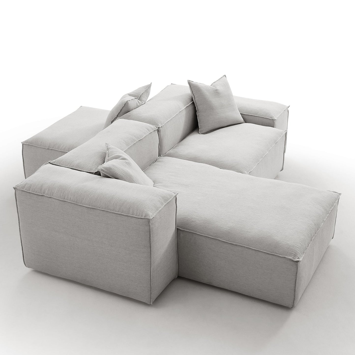 Removable grey linen fabric sectional double side sofa