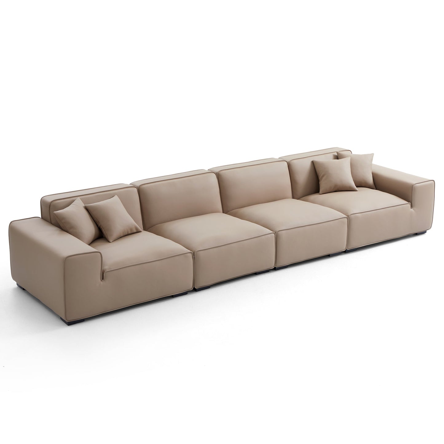 Modern style khaki genuine leather 3 seater sofa