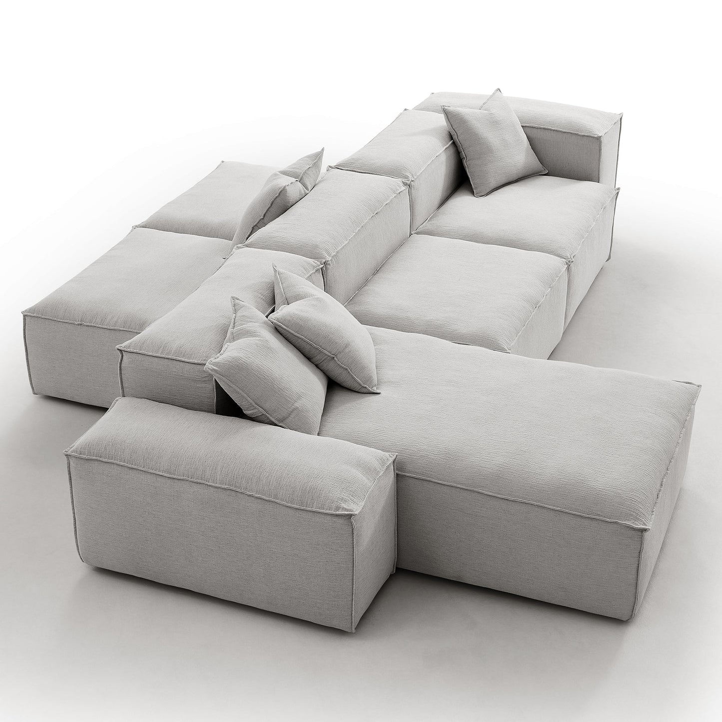 Removable grey linen fabric sectional double side sofa