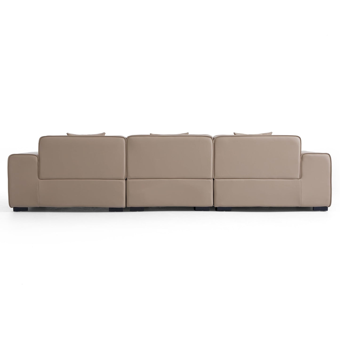 Modern style khaki genuine leather 3 seater sofa