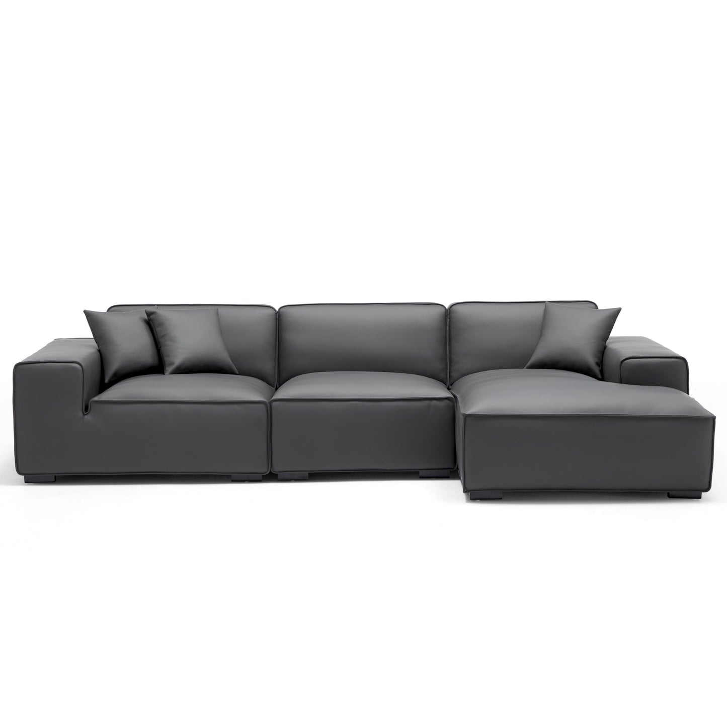 Modern style genuine leather deep seat l shape sectional sofa