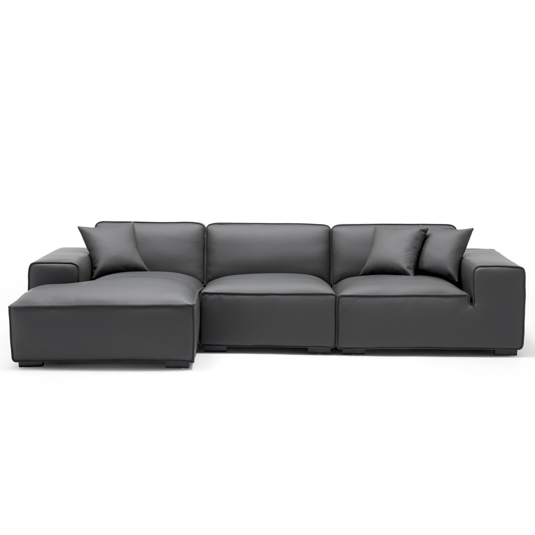 Modern style genuine leather deep seat l shape sectional sofa
