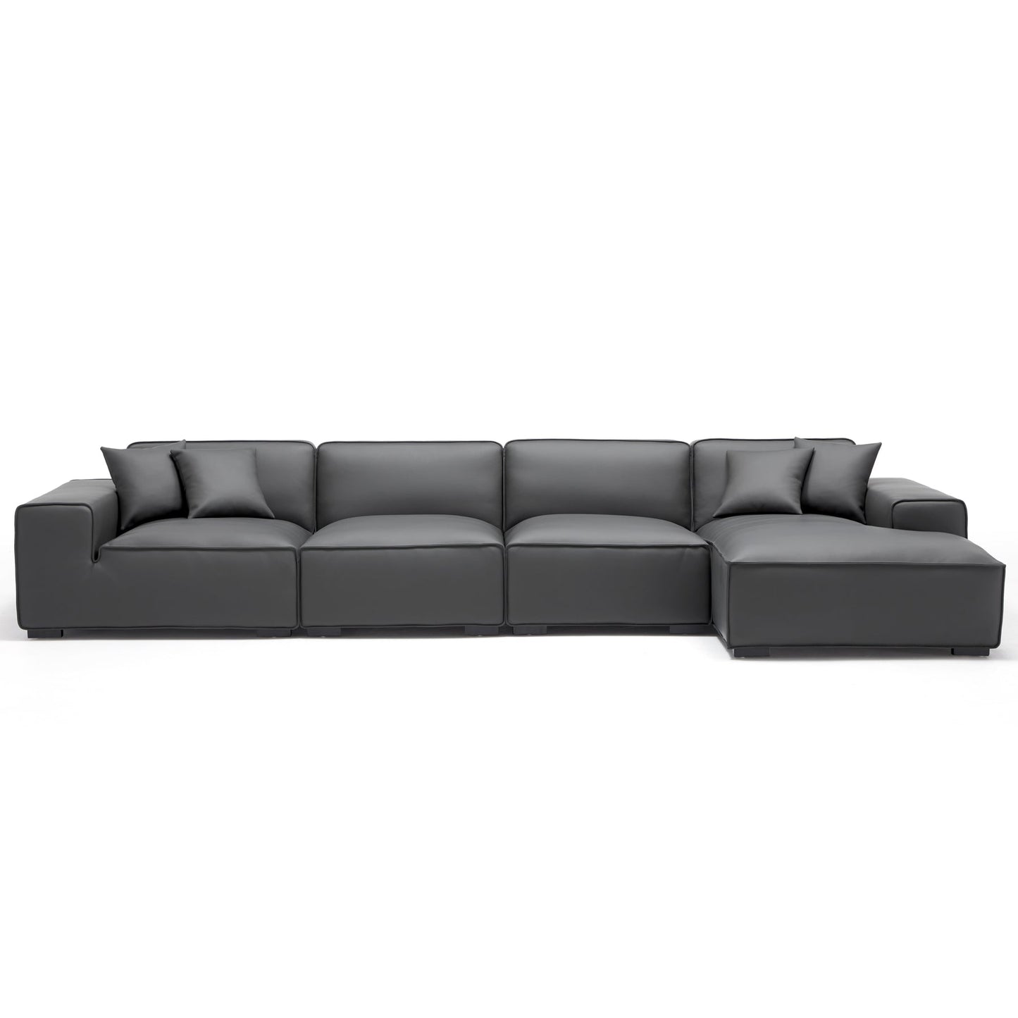 Modern style genuine leather deep seat l shape sectional sofa