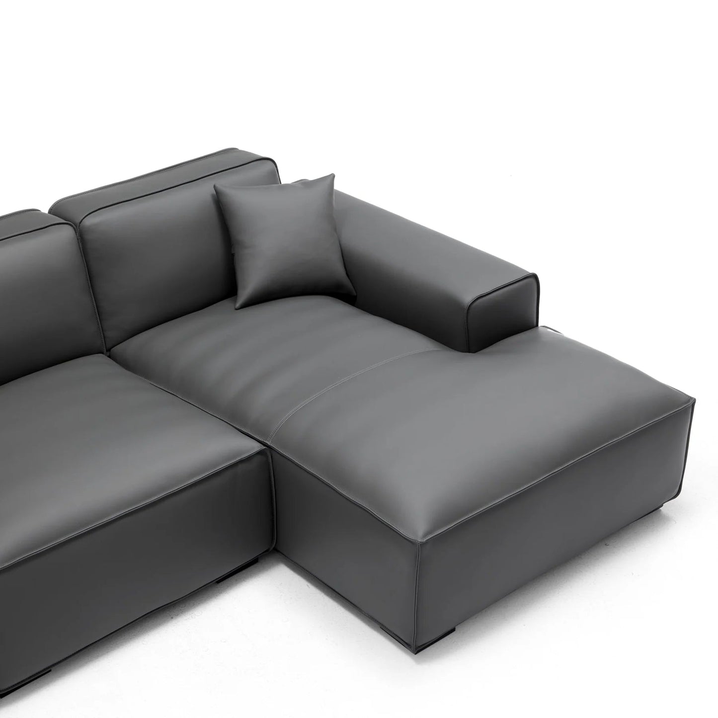 Modern style genuine leather deep seat l shape sectional sofa