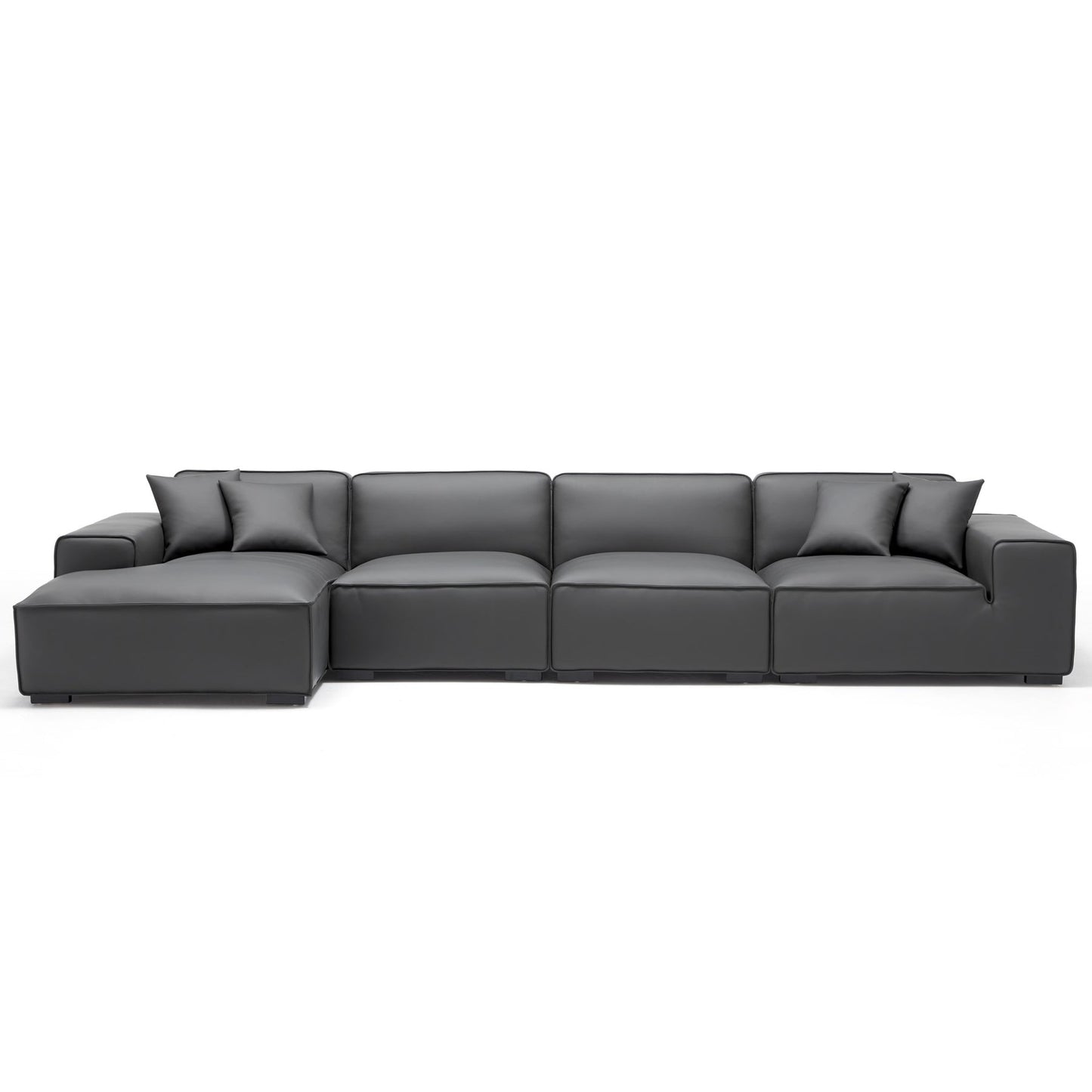 Modern style genuine leather deep seat l shape sectional sofa