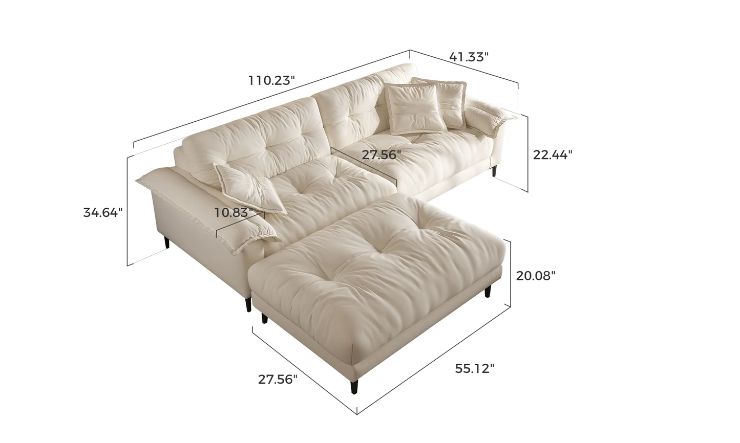 High quality comfortable living room beige modular 4 seater sofa with ottoman