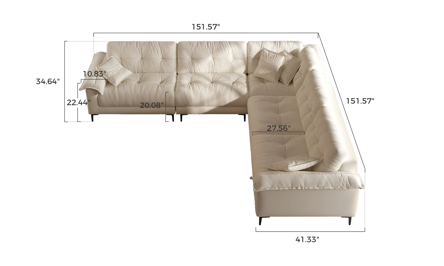 Living room low arm modular sectional beige chenille fabric corner sofa