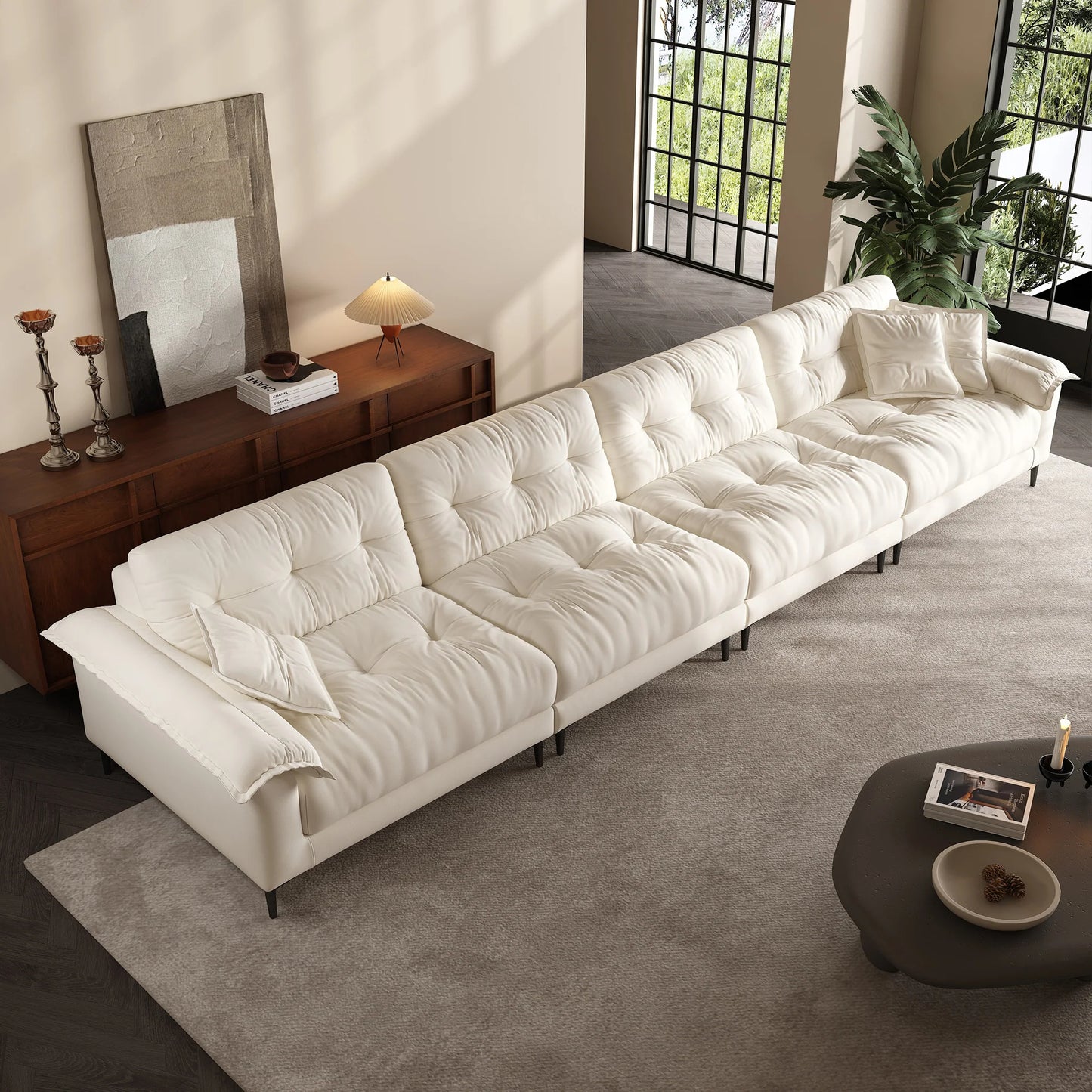 Home furniture living room chenille fabric 6 seater sofa