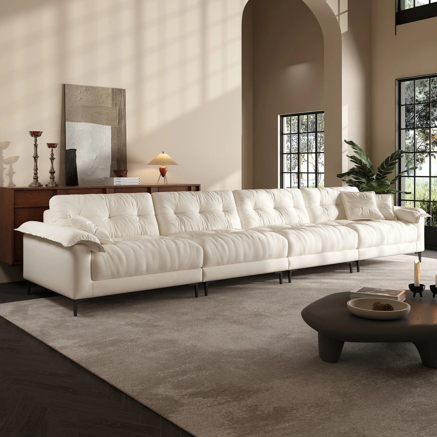 Home furniture living room chenille fabric 6 seater sofa