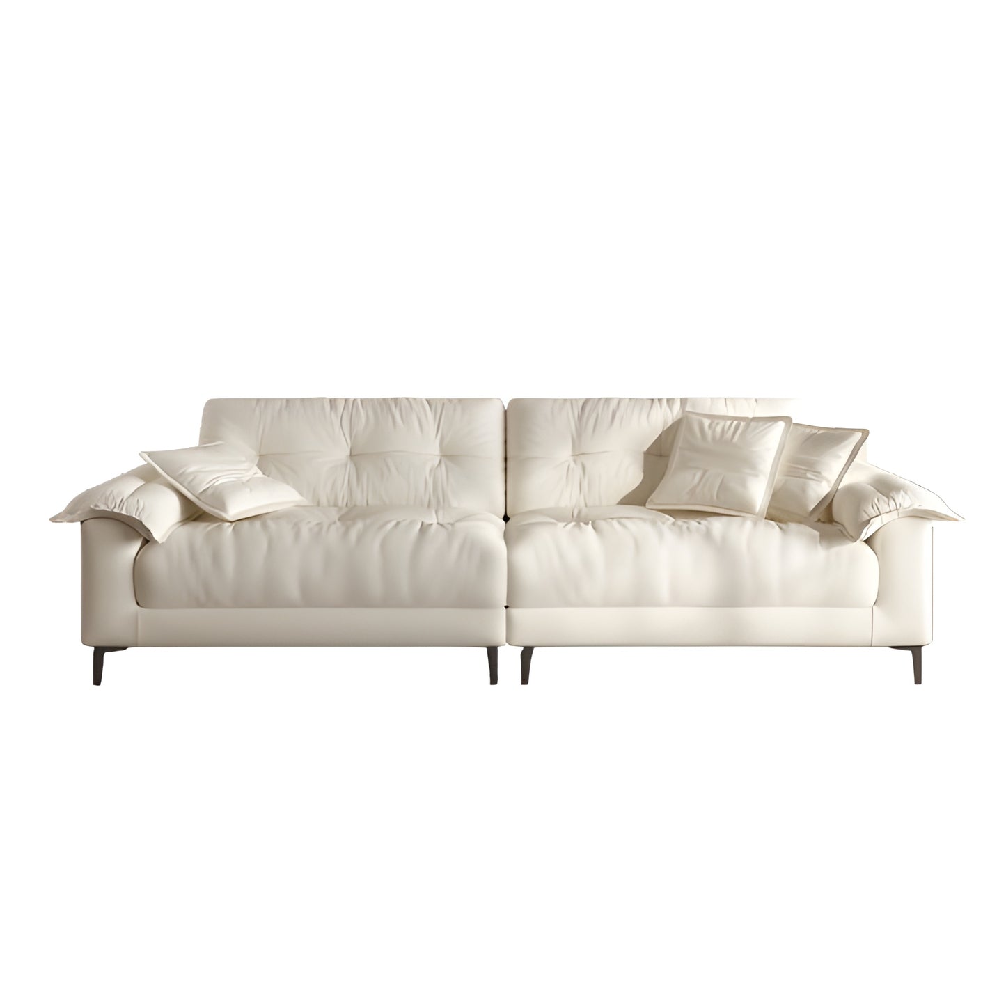 Modern style apartment living room beige chenille fabric 4 seater sofa