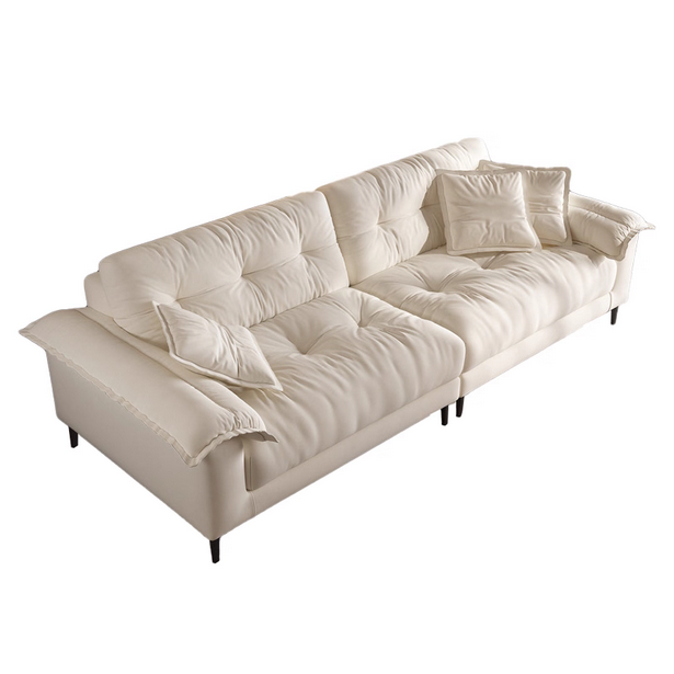 Modern style apartment living room beige chenille fabric 4 seater sofa