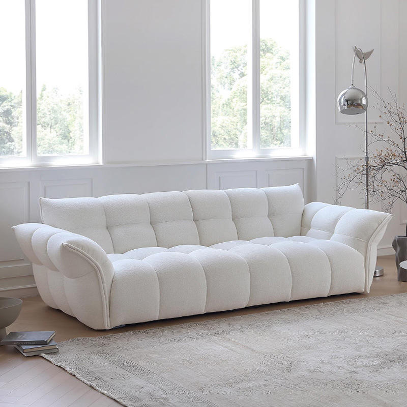 Modern style white fabric 4 seater sofa for home living room apartment