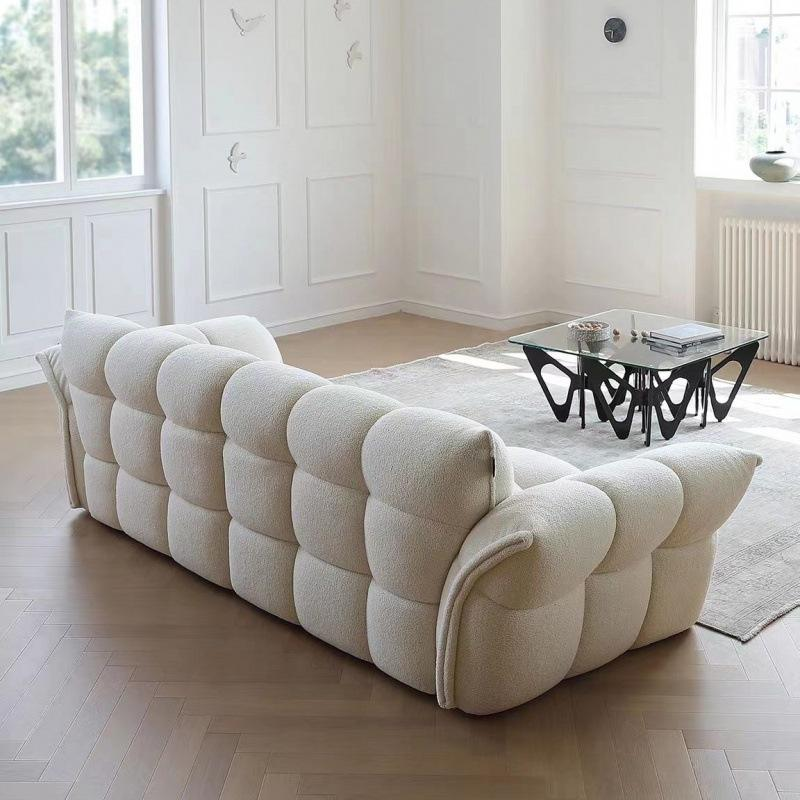 Modern style white fabric 4 seater sofa for home living room apartment