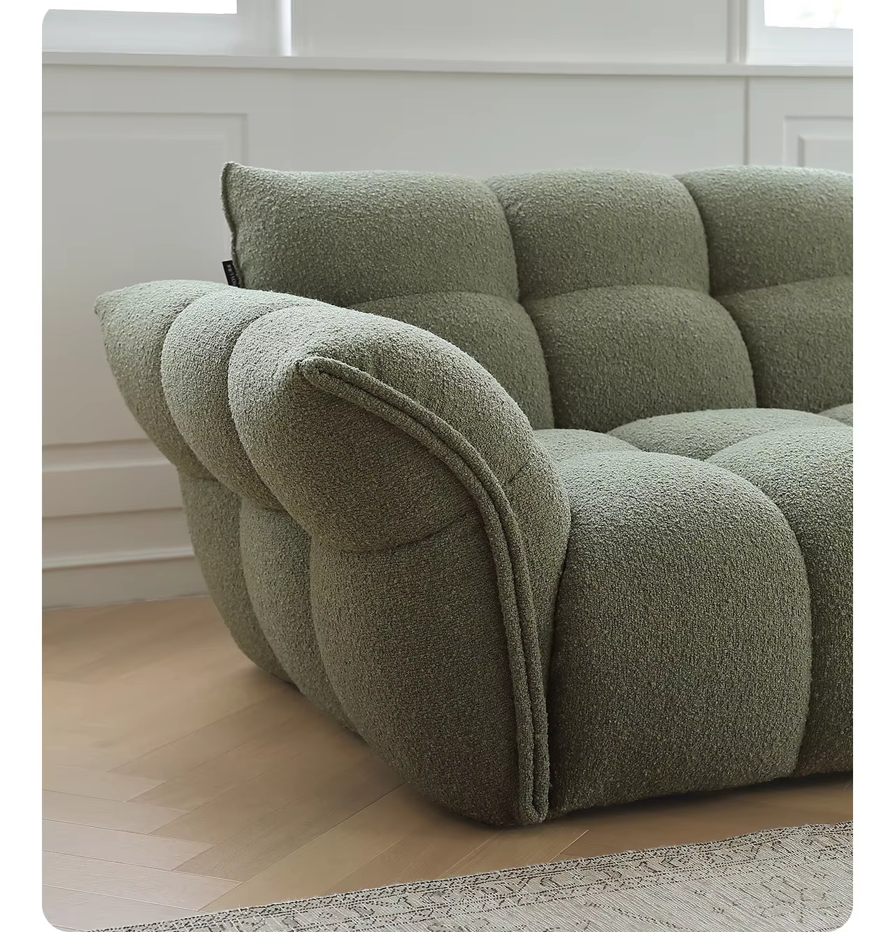 Modern style white fabric 4 seater sofa for home living room apartment