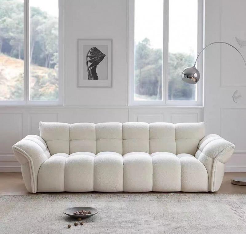 Modern style white fabric 4 seater sofa for home living room apartment