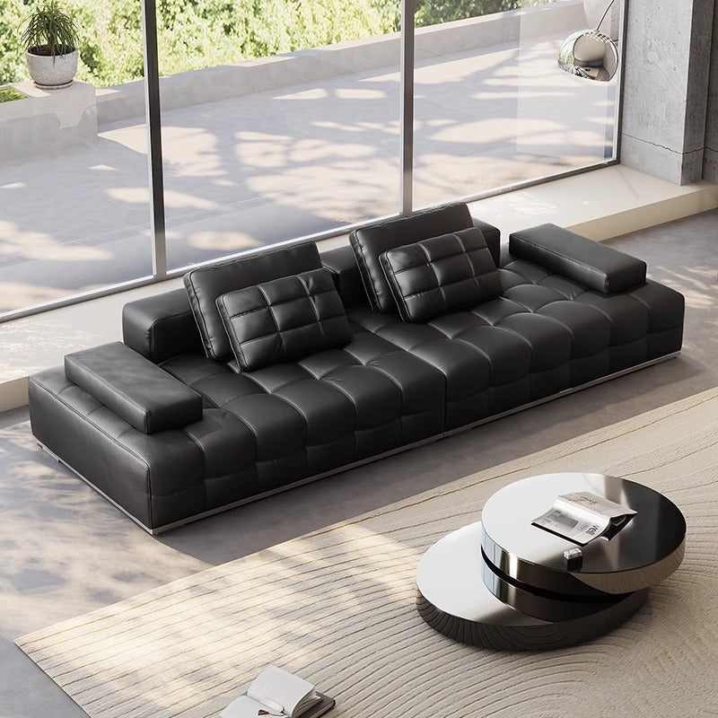 Modular 4- Seater Black Leather Lawrence Sofa