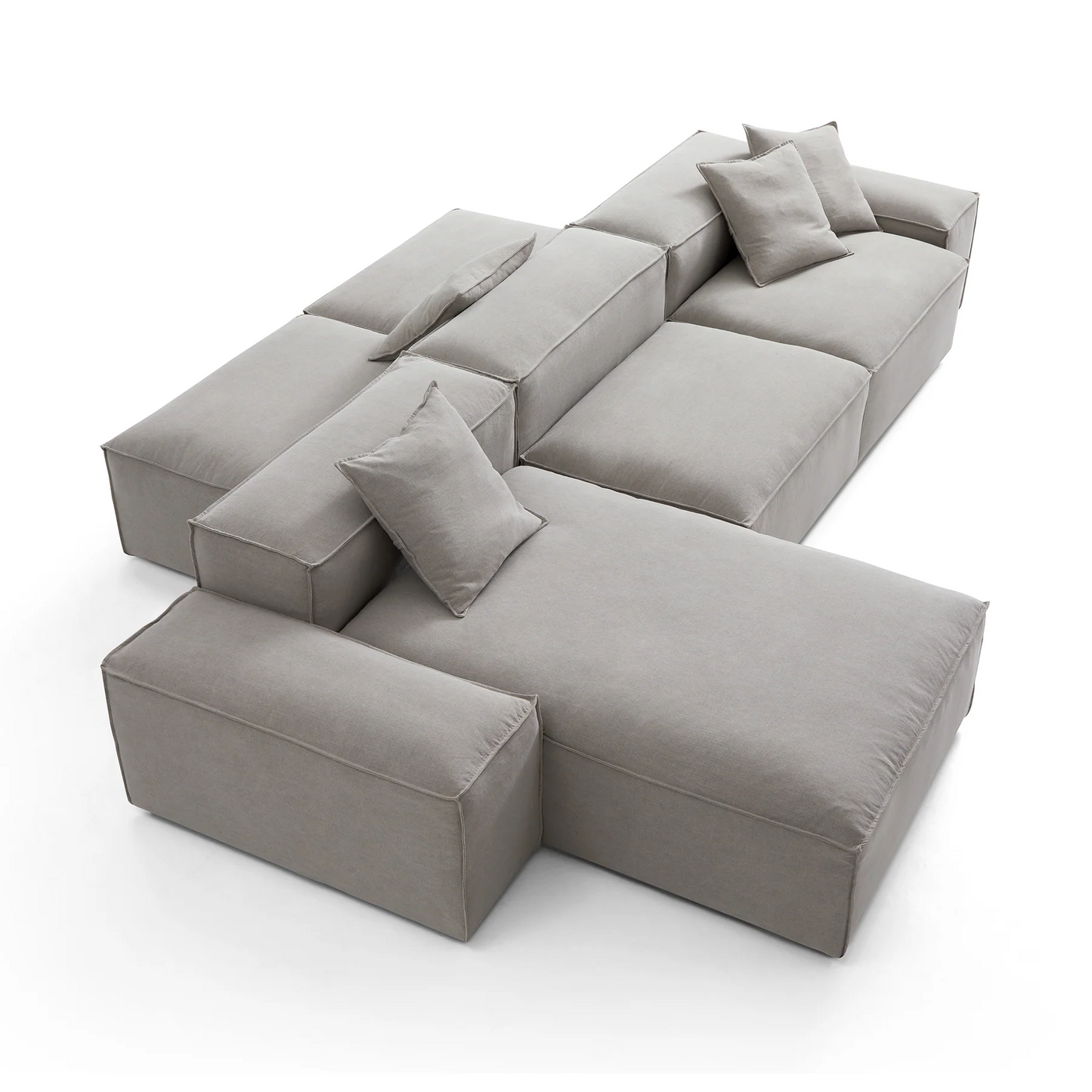 Removable grey linen fabric sectional double side sofa