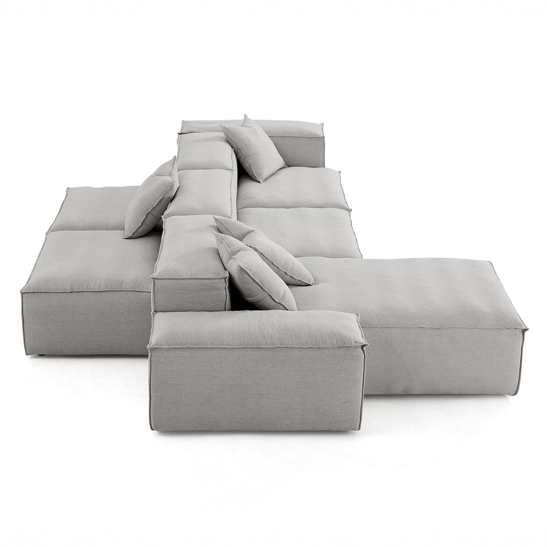 Removable grey linen fabric sectional double side sofa