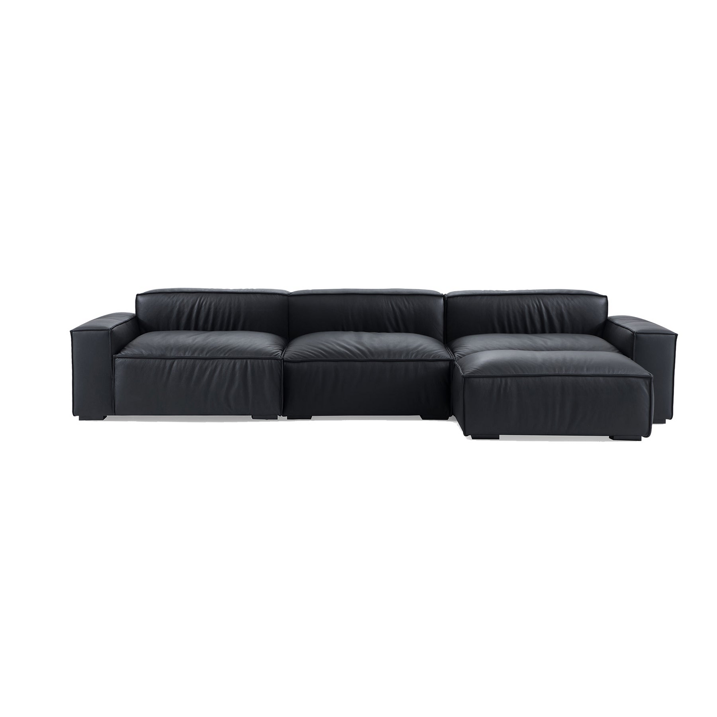Premium living room genuine leather 3 seater sofa with ottoman