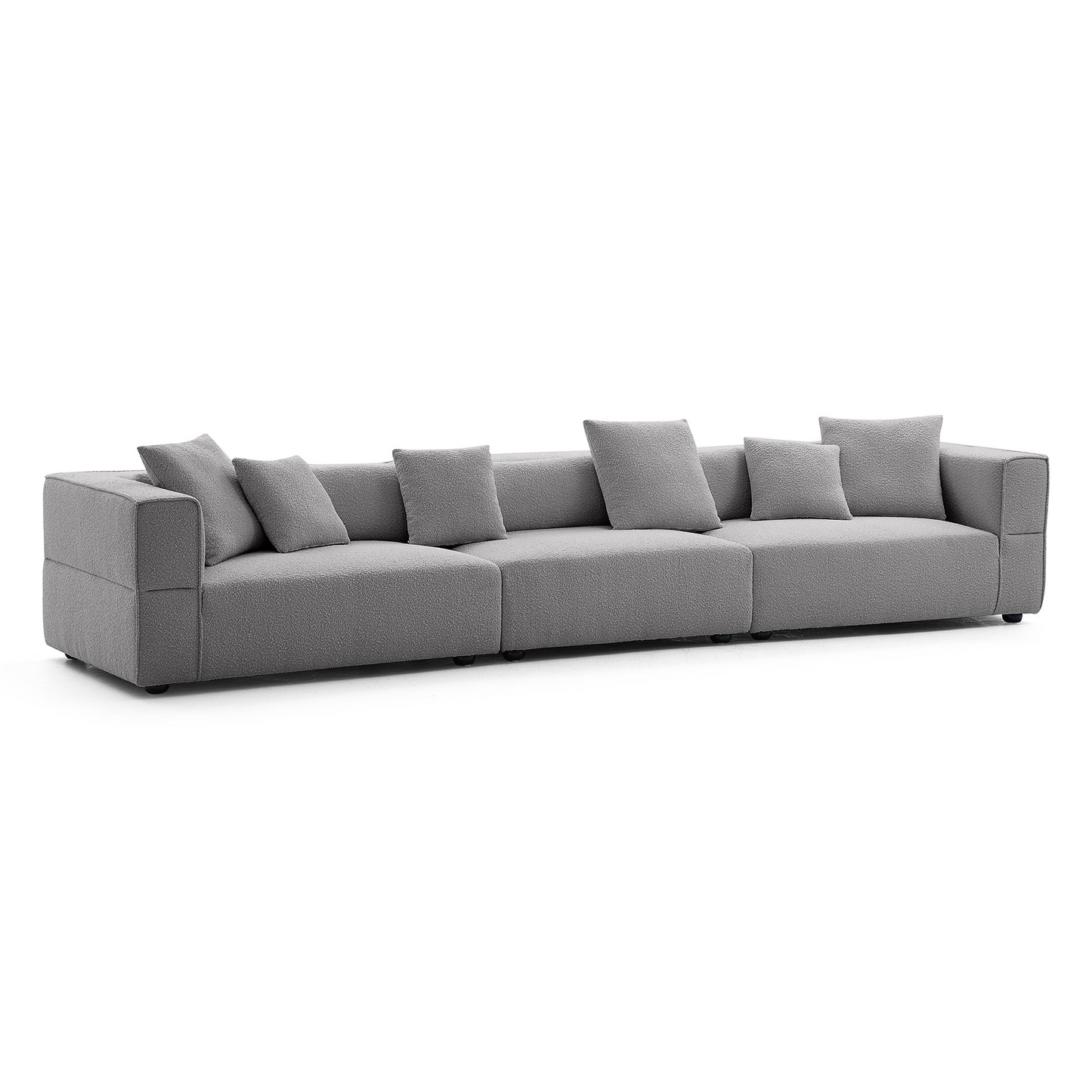 4- Seater Modern Boucle Sofa Grey