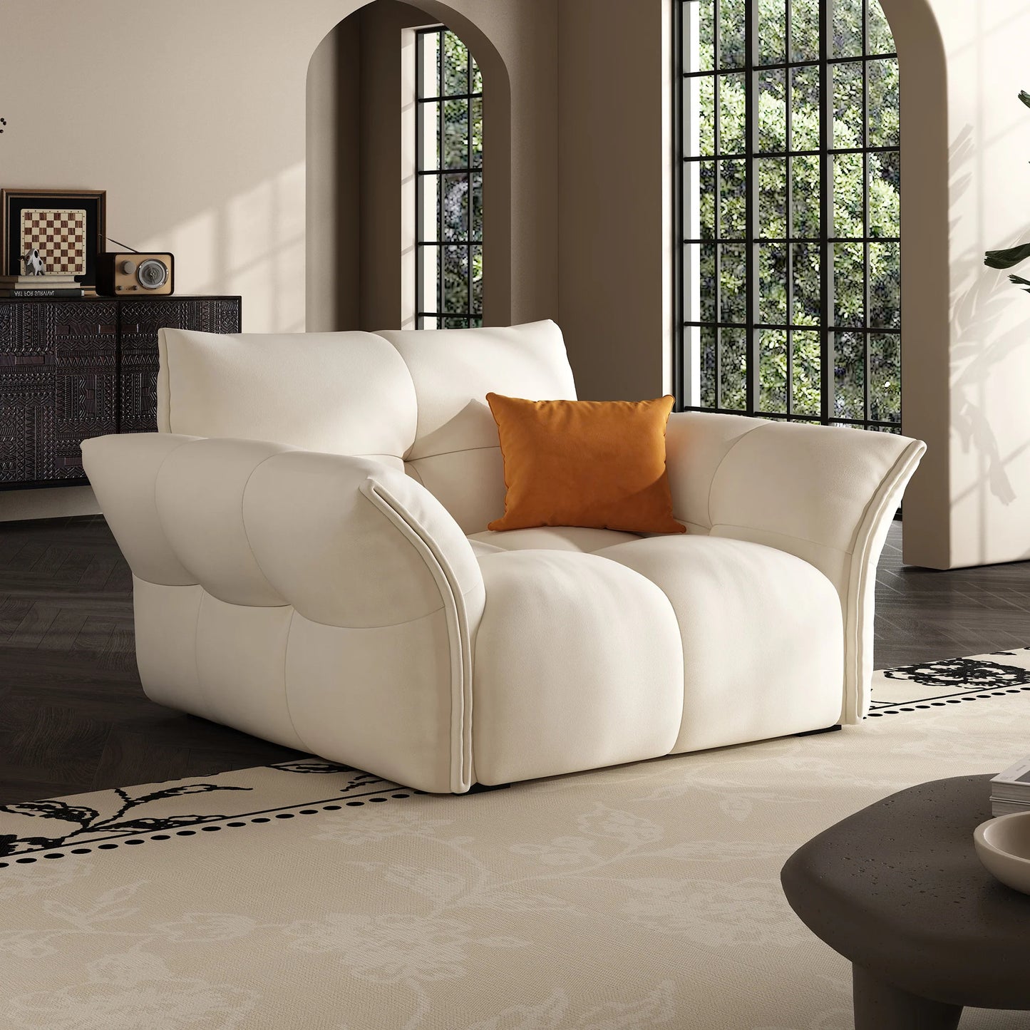 Modern nordic armchair white upholstered leisure chair single sofa