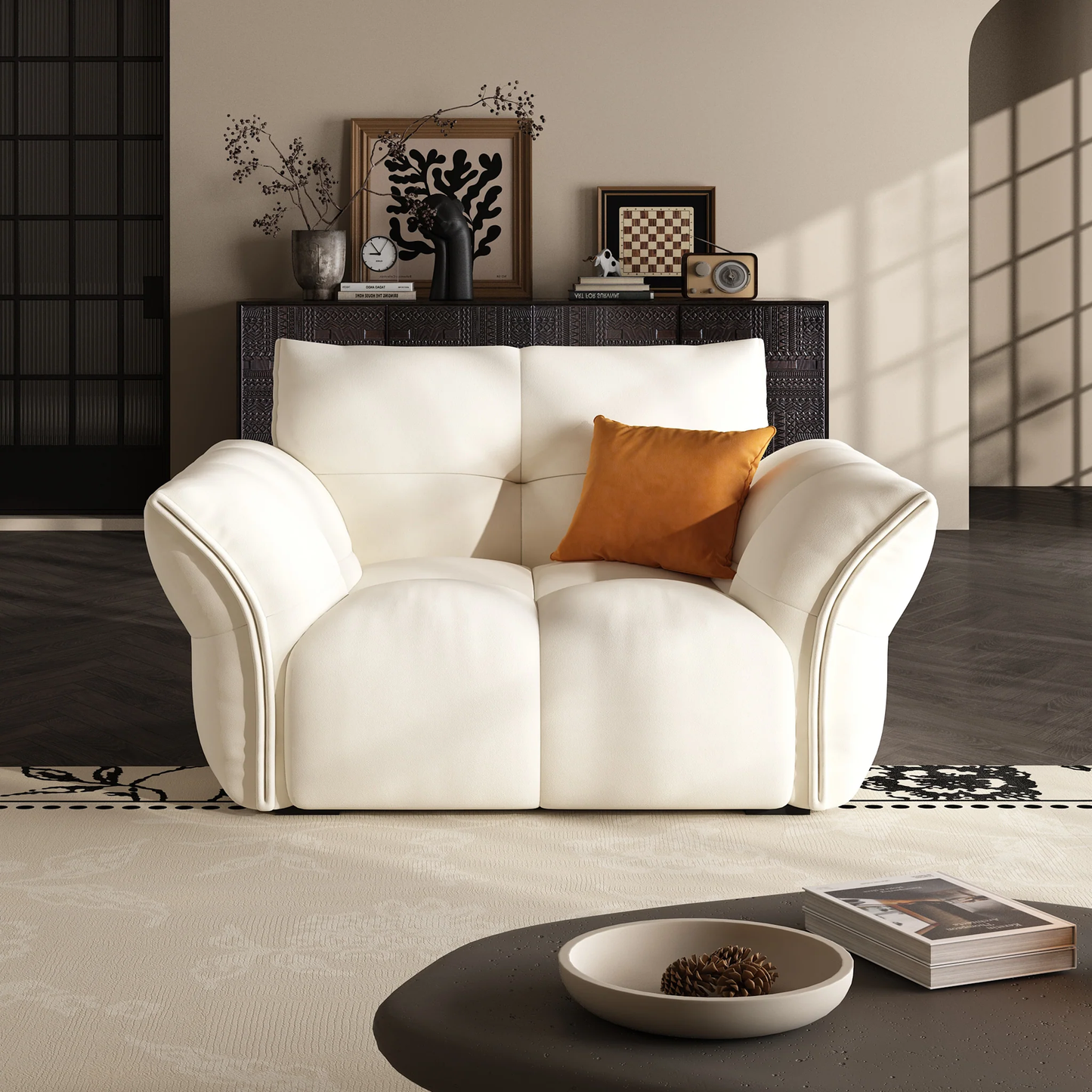 Modern nordic armchair white upholstered leisure chair single sofa