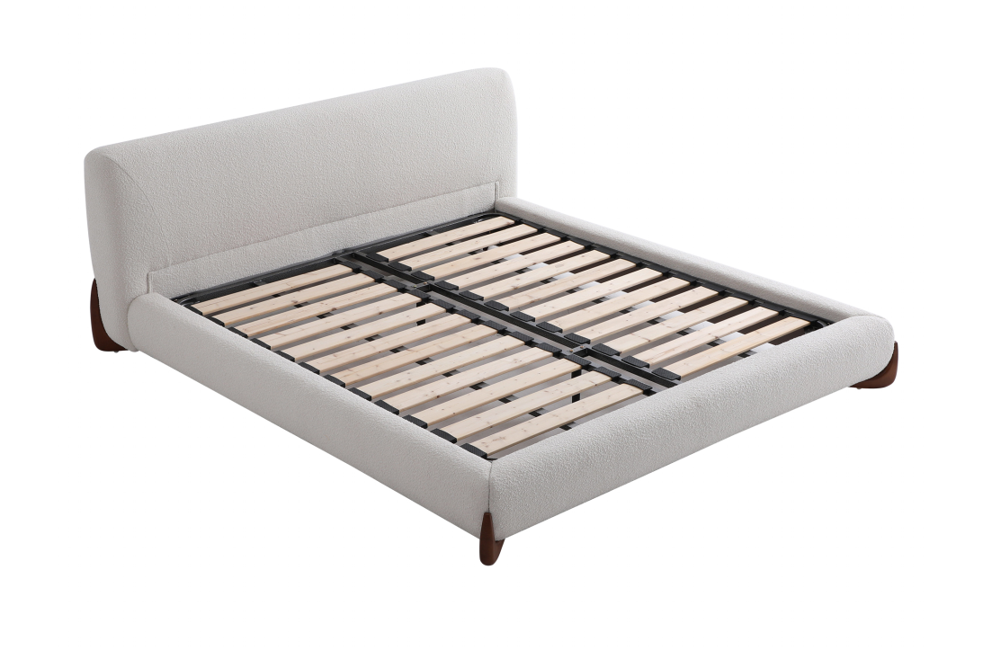 Simple modern design platform headboard queen king full size boucle bed