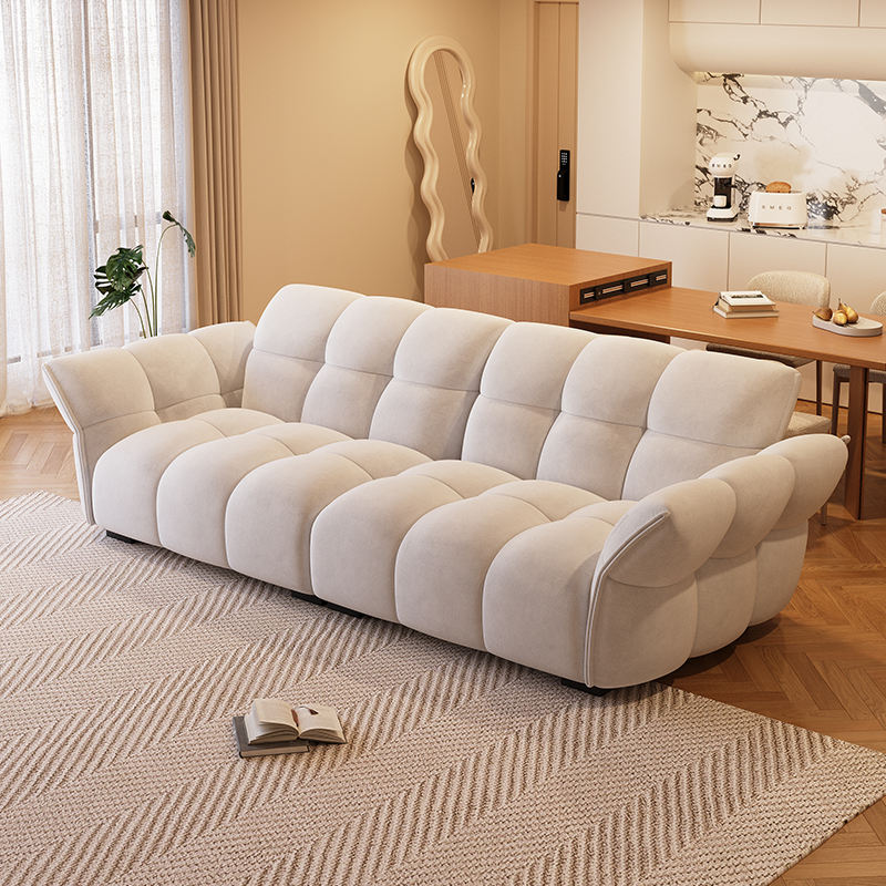 Modern style white fabric 4 seater sofa for home living room apartment