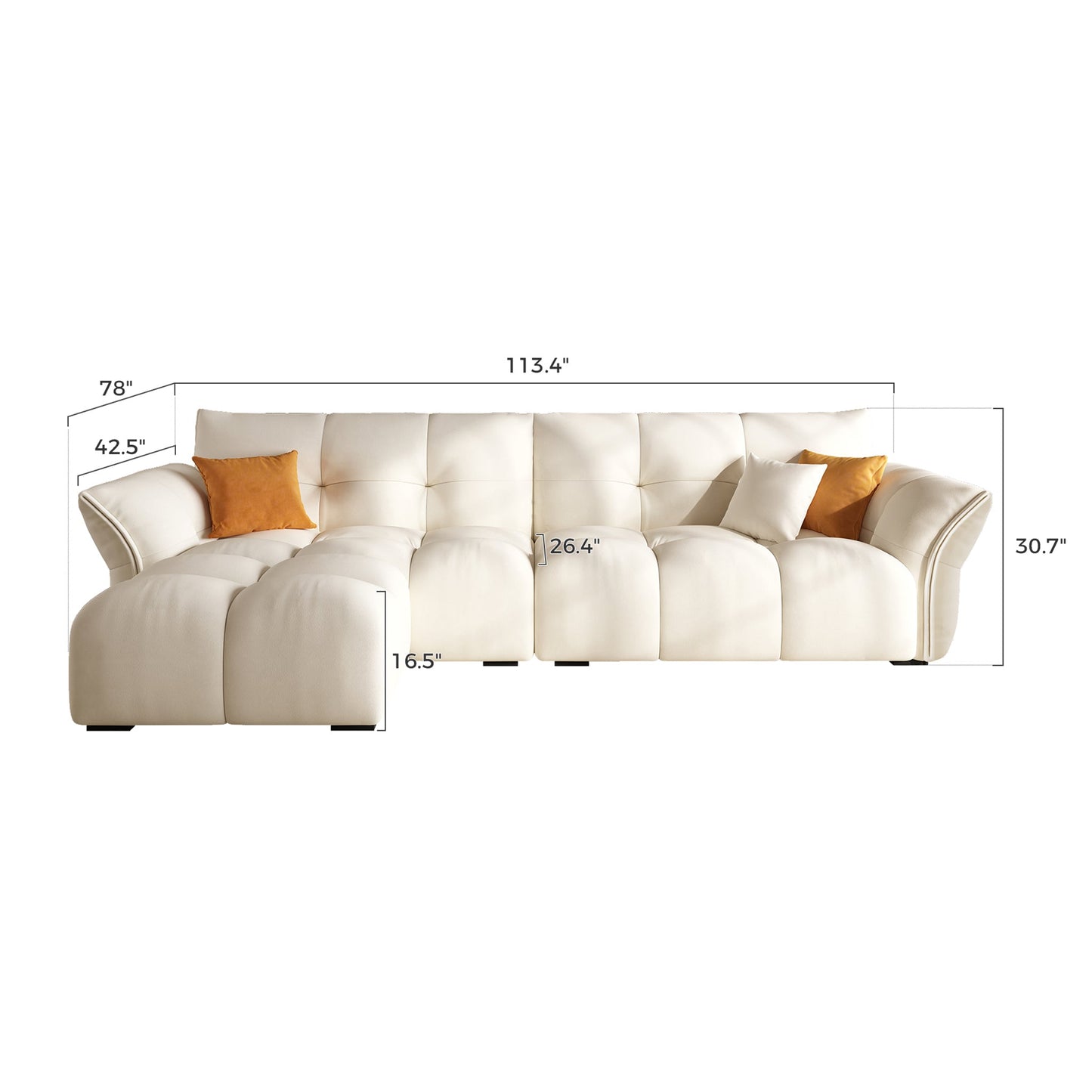 Bedroom living room soft deep cuddle modular white fabric 4 seater sofa with ottoman