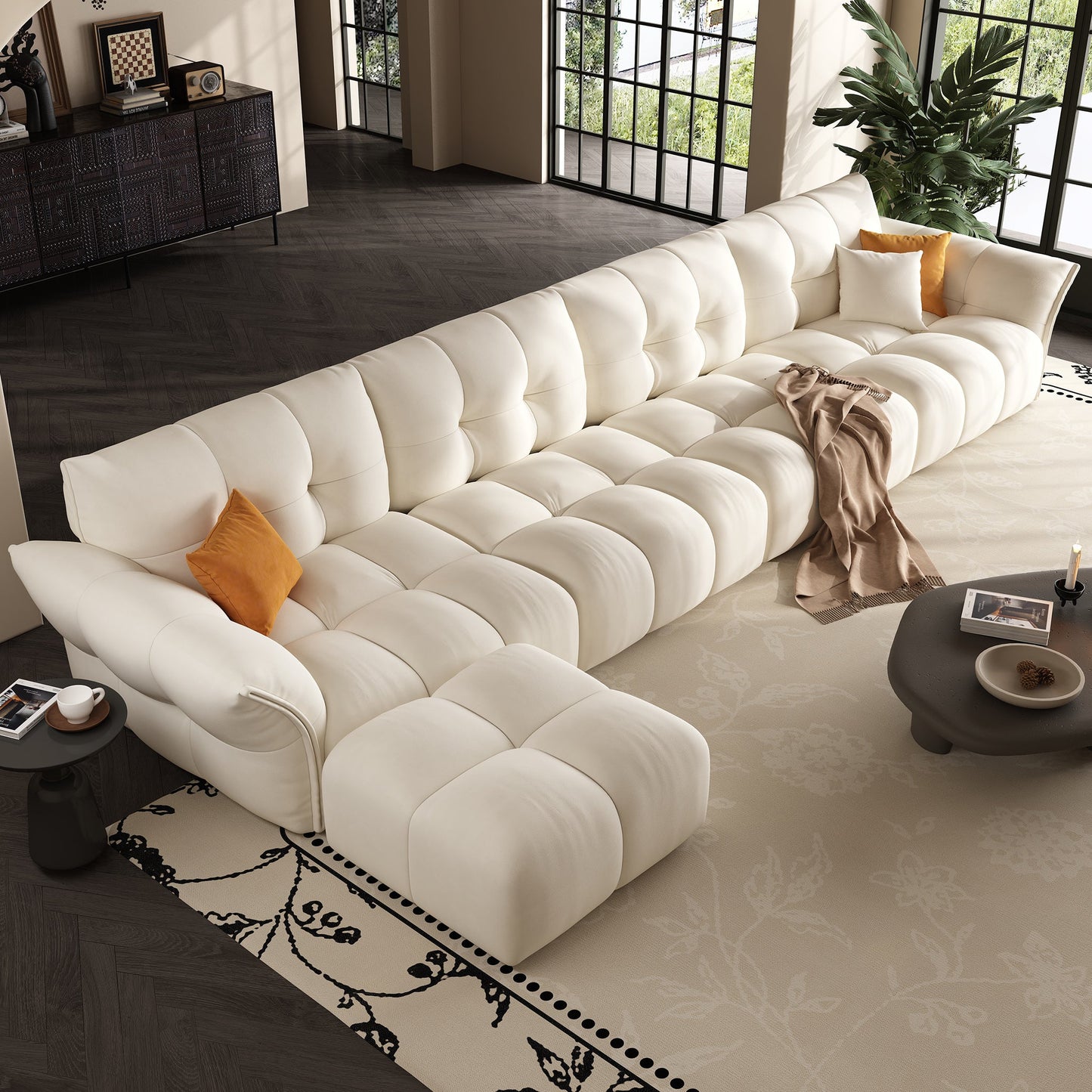 Modern bedroom u shape sectional corner 6 seater sofa with 2 ottomans