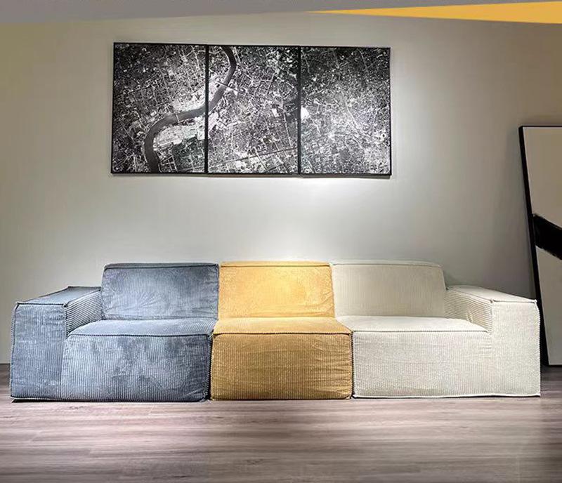Corduroy Fabric Modular 3 Seater Vacuum Pack Compressed Sofa