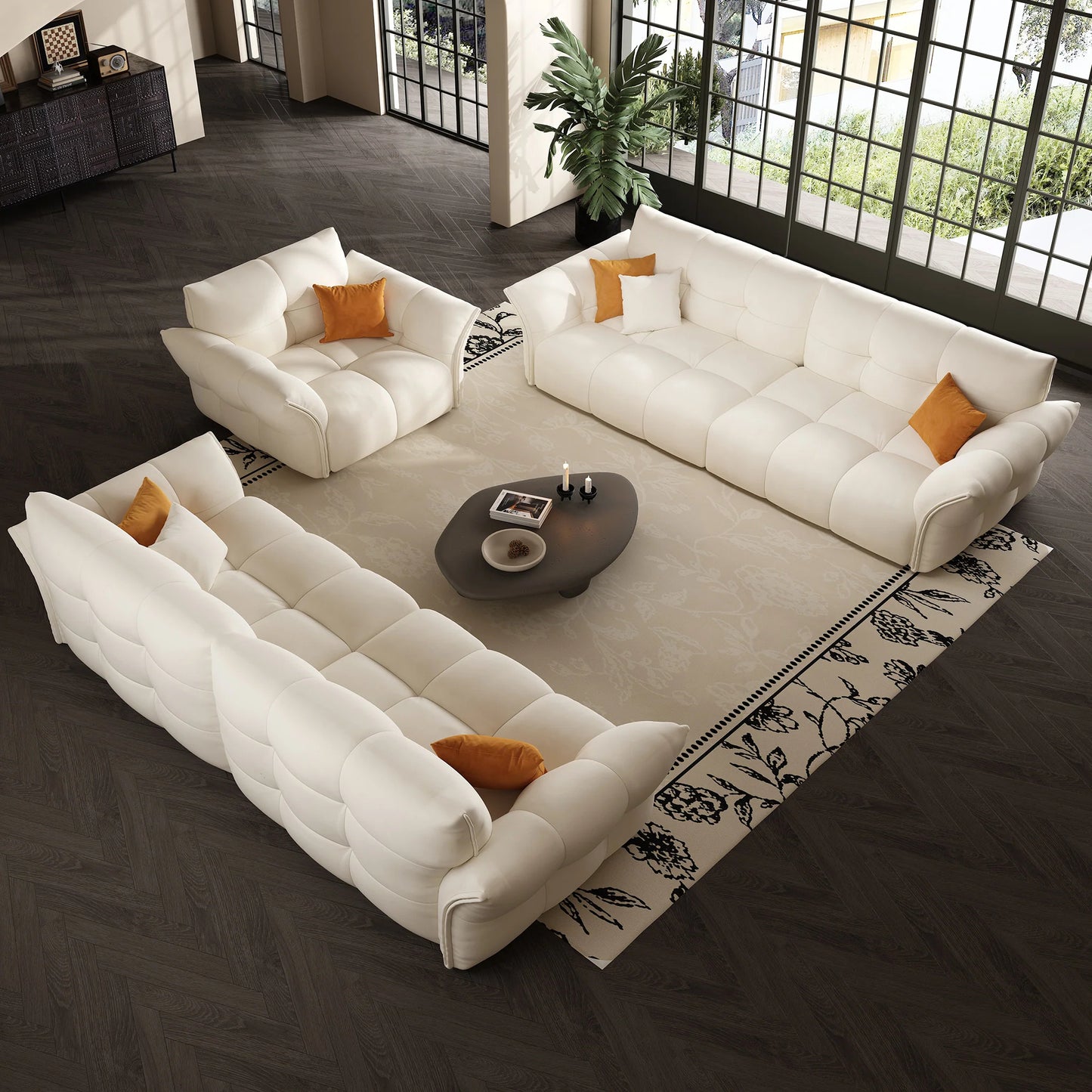 Modern design furniture event living room luxury white fabric 3 pieces sofa set