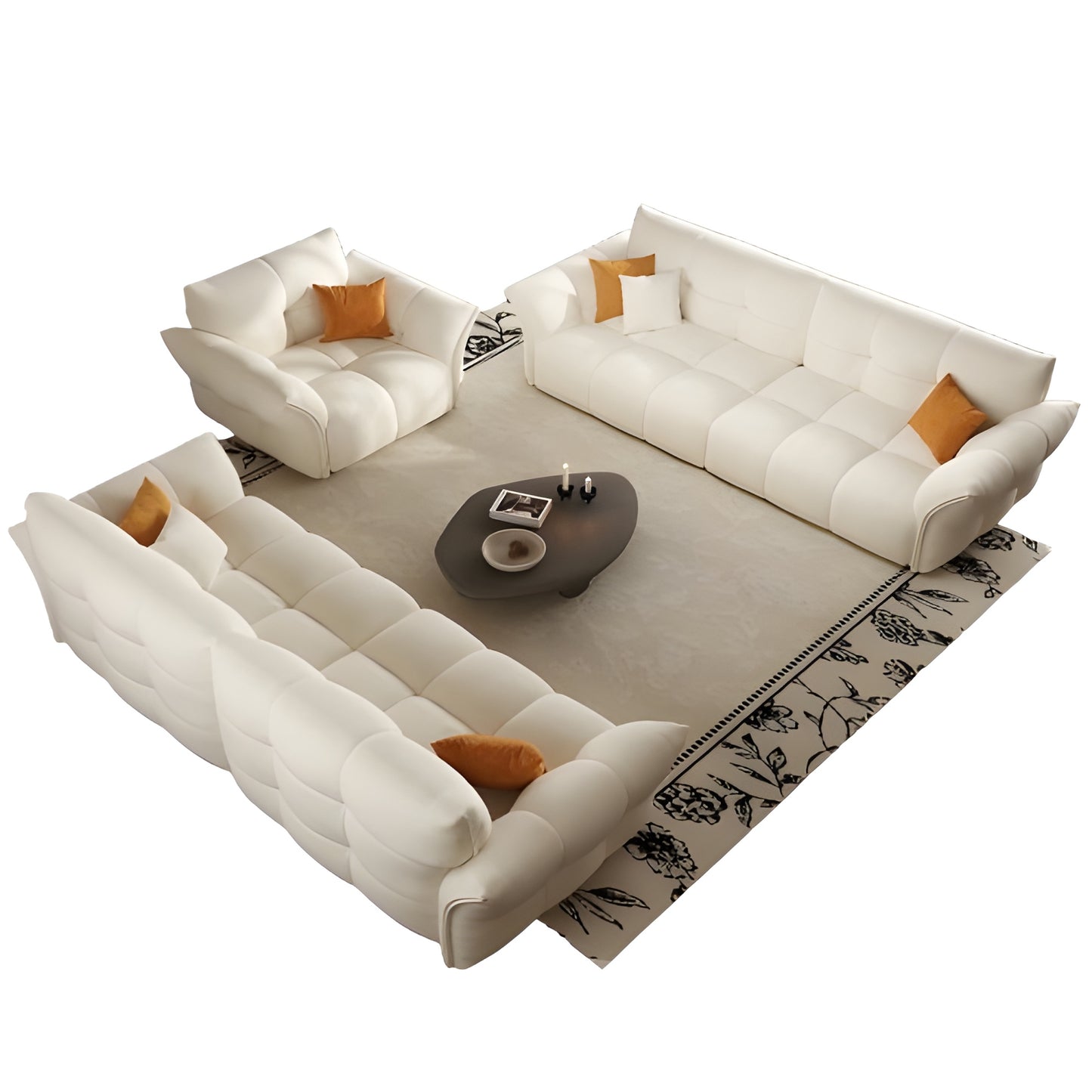 Modern design furniture event living room luxury white fabric 3 pieces sofa set