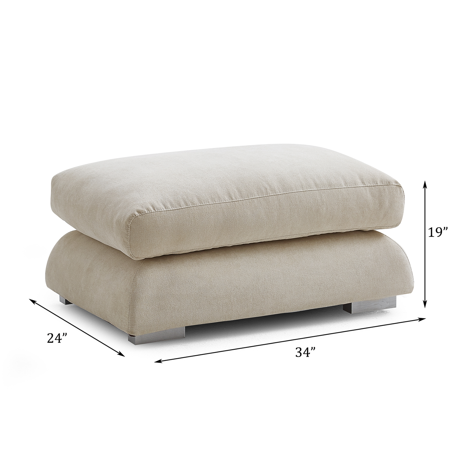 Aalto Fresh Beige 4 Seater Sofa with Ottoman