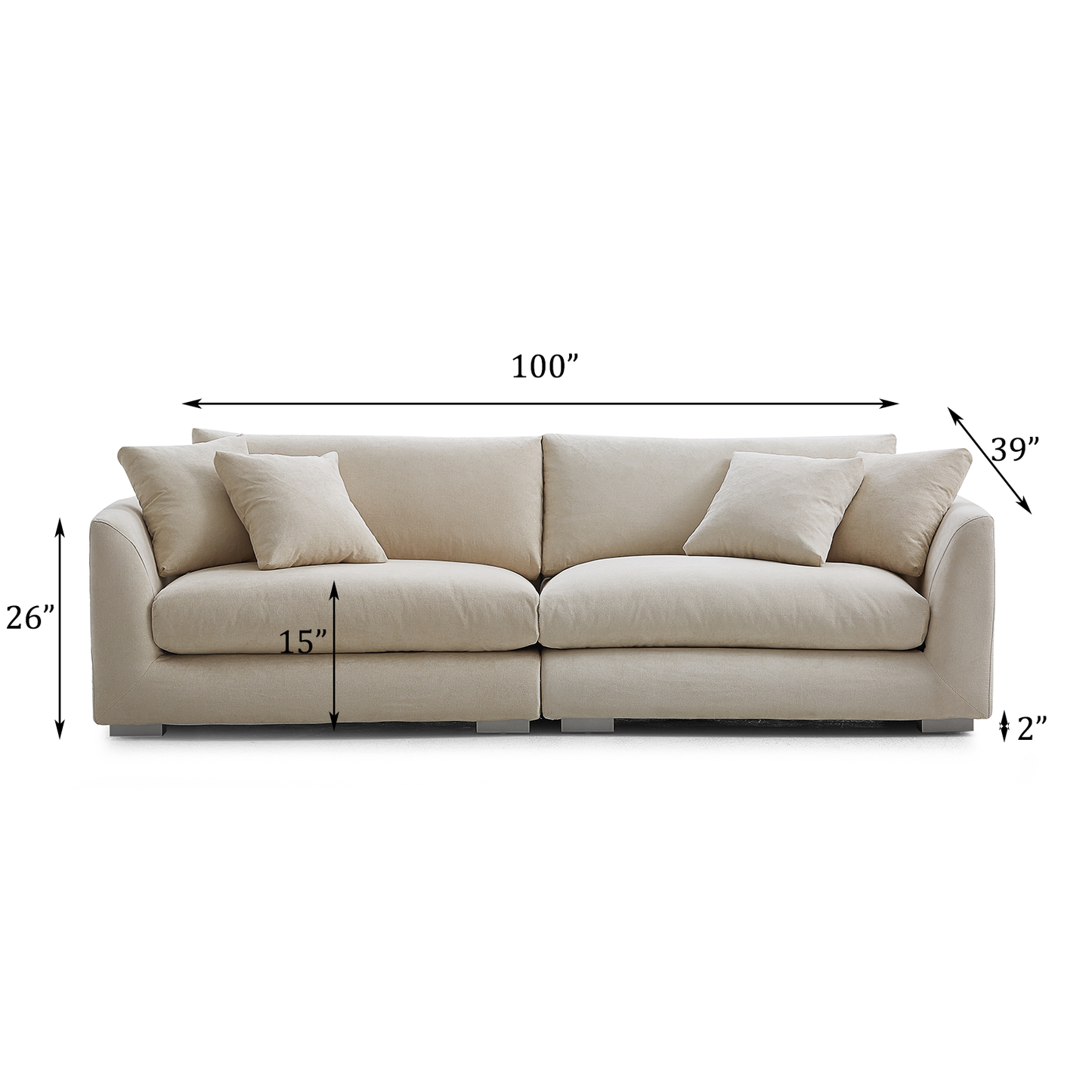 Upholstered Fabric 4 Seater Sofa