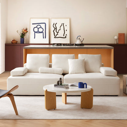 Apartment cloud beige matte fabric couch modular sofa