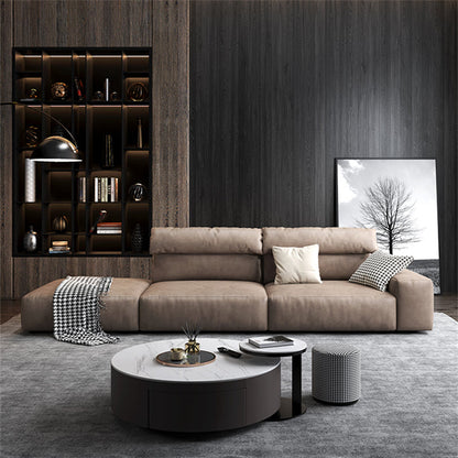 Modern Hi-Tech Fabric Brown Modular Larch Wood Frame Feather Sectional Lounge Sofa