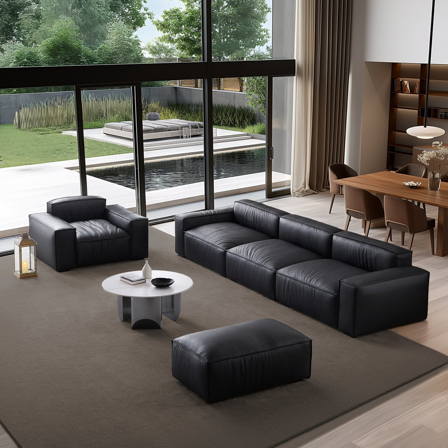 Modular Genuine Real Leather Sofa Set for Living Room